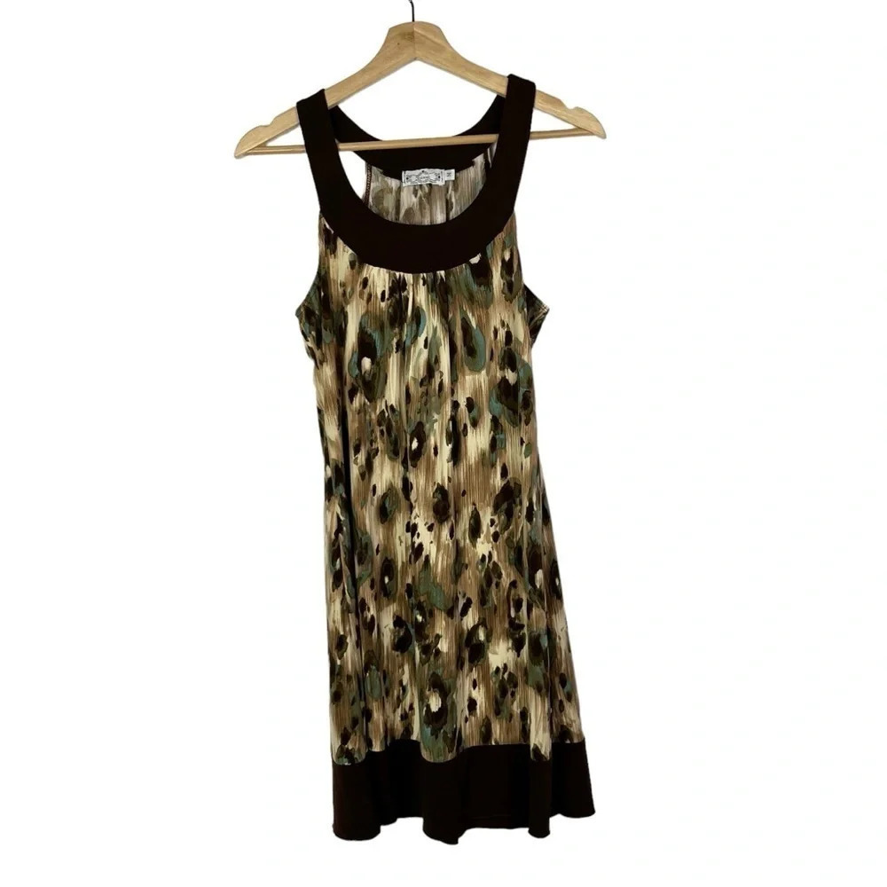 Trixxi Brown & Beige Floral Y2K Mini Dress M